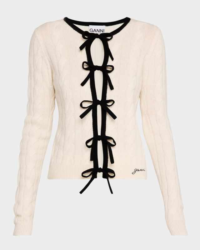 Cashmere Mix Tie-Front Cardigan